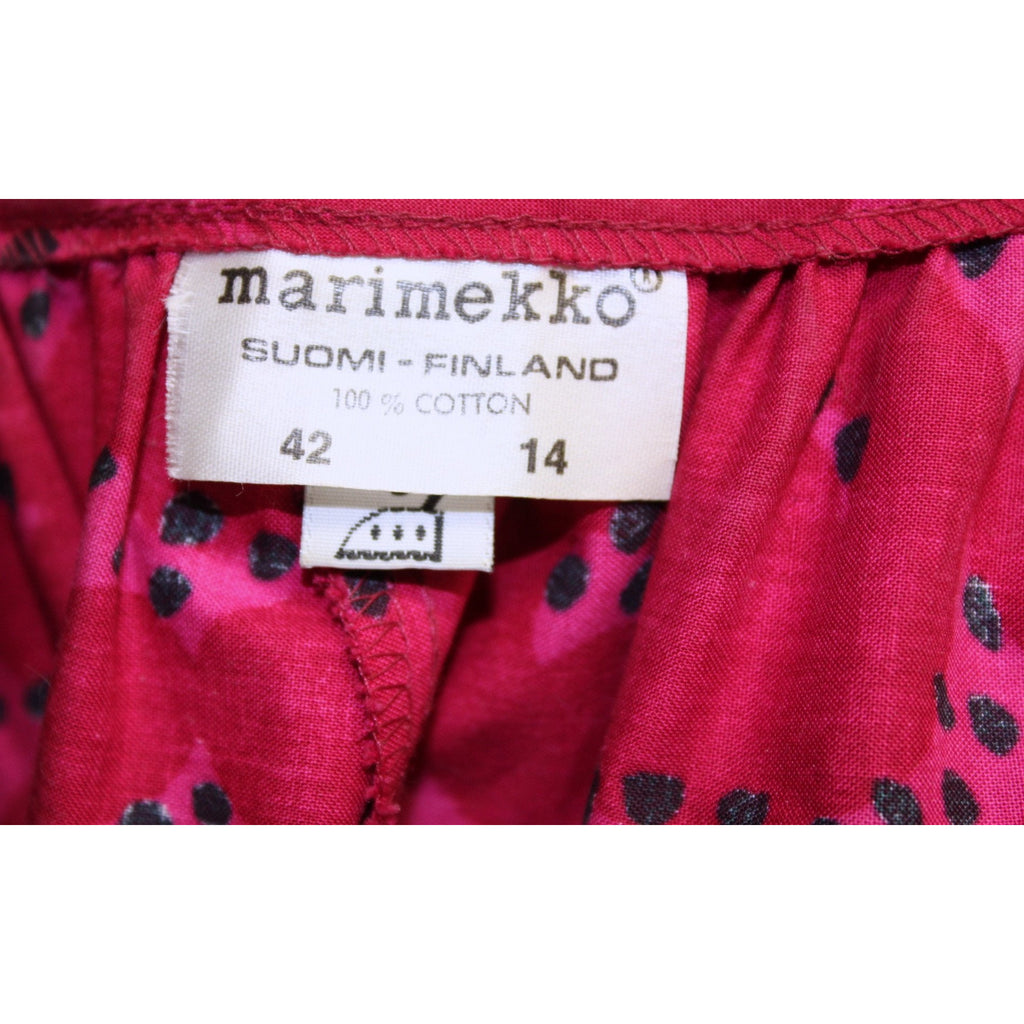 Rare Marimekko Rakkauskirje Love Letter Tarha Pattern Fuchsia Pink NOS Annika Rimala Vintage Maxi Dress 42/14 marimekko The Best Vintage Clothing