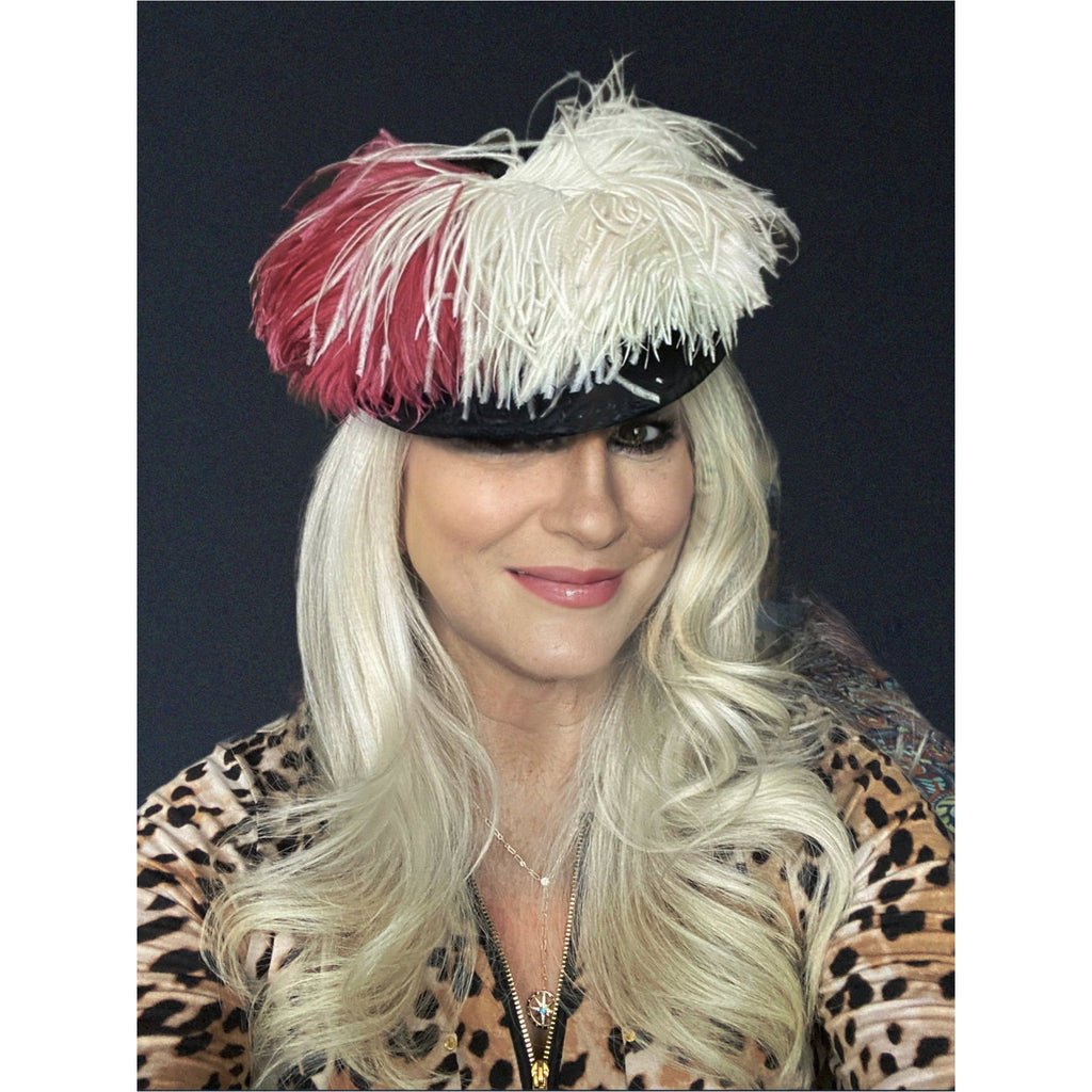 VTG Hattie Carnegie Hat Fascinator Pink White Feathers 1940s Doll Hat O/S The Best Vintage Clothing