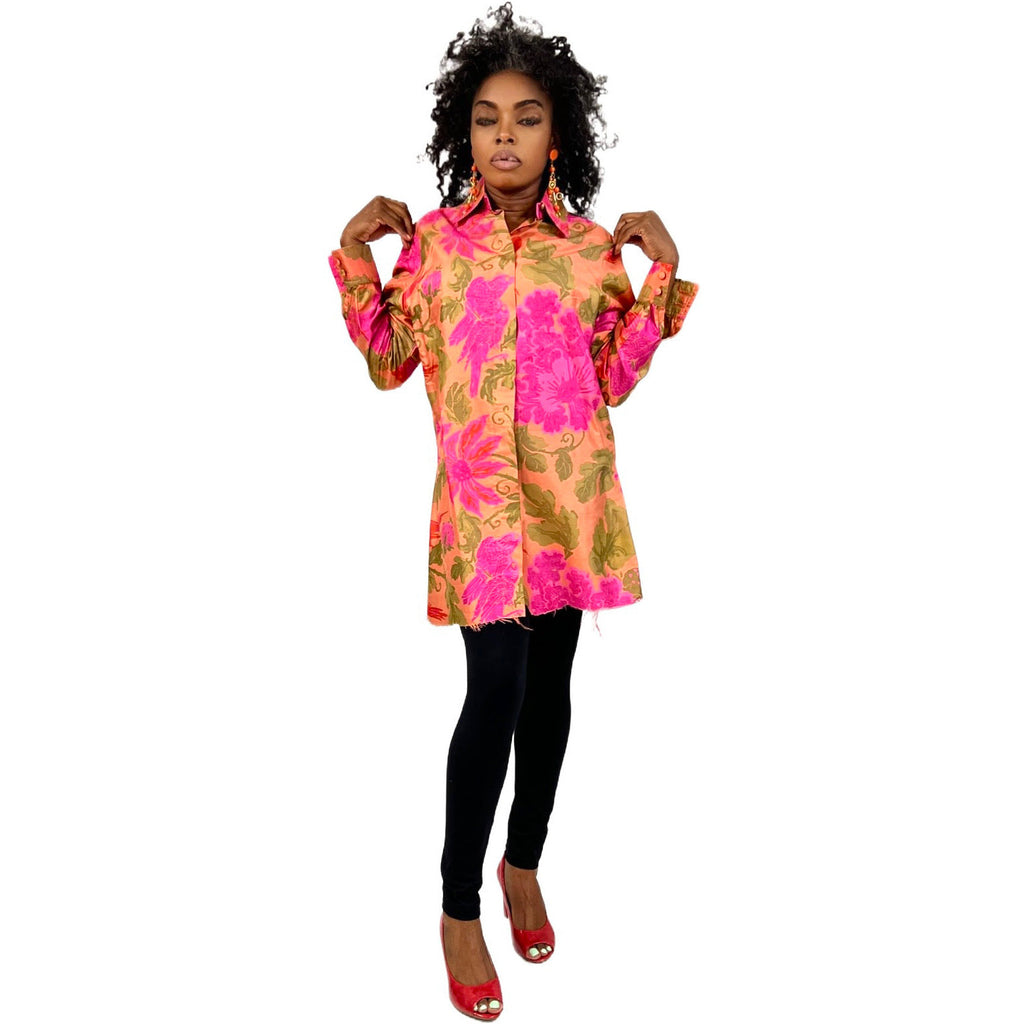 Vintage Calypso Colorful Mod Silk Tunic 1960s M/L tops The Best Vintage Clothing