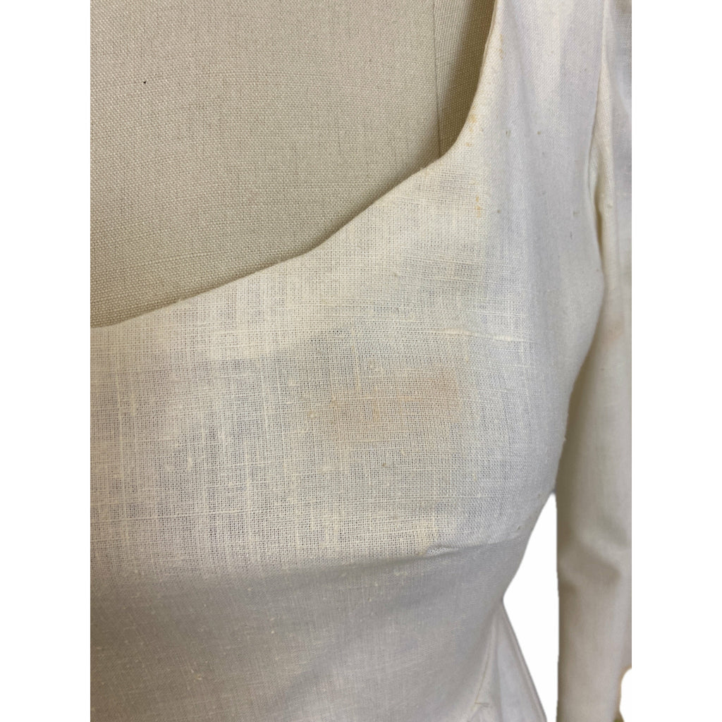 Vintage Linen Maxi Dress Gown Embroidered Mushrooms 1970s Empire Waist S Dresses The Best Vintage Clothing