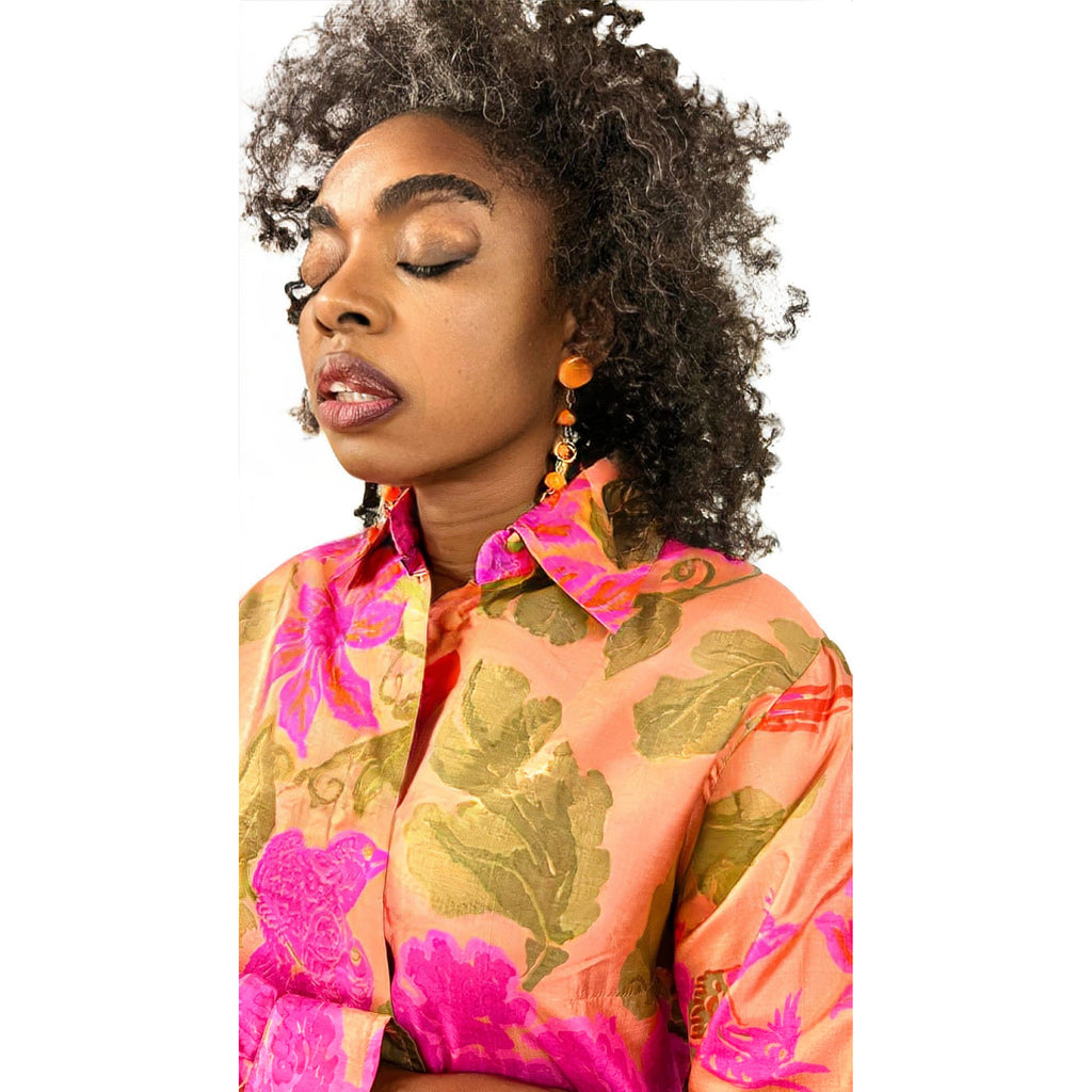 Vintage Calypso Colorful Mod Silk Tunic 1960s M/L tops The Best Vintage Clothing