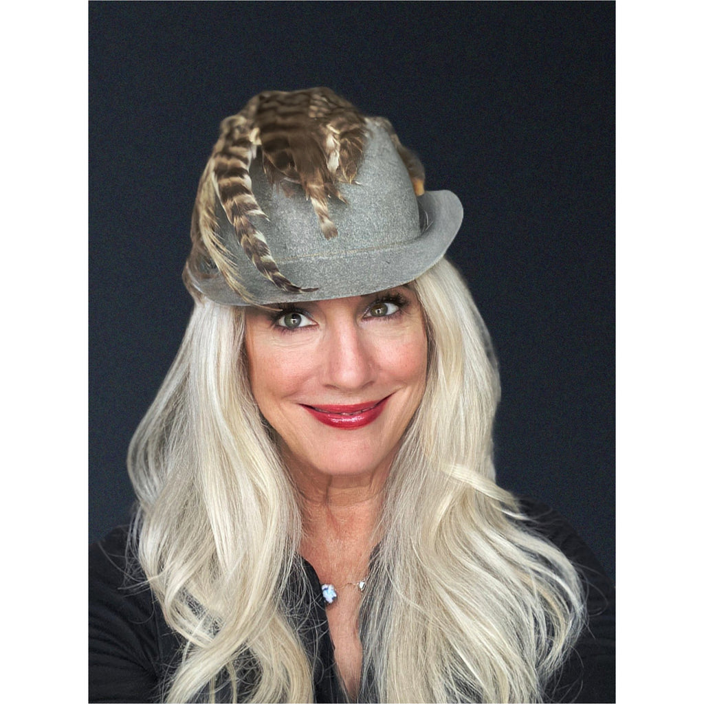 Vintage 1930s Knox Cloche Hat Bird Head Pheasant Feathers Gray Felt XS Sherlock The Best Vintage Clothing