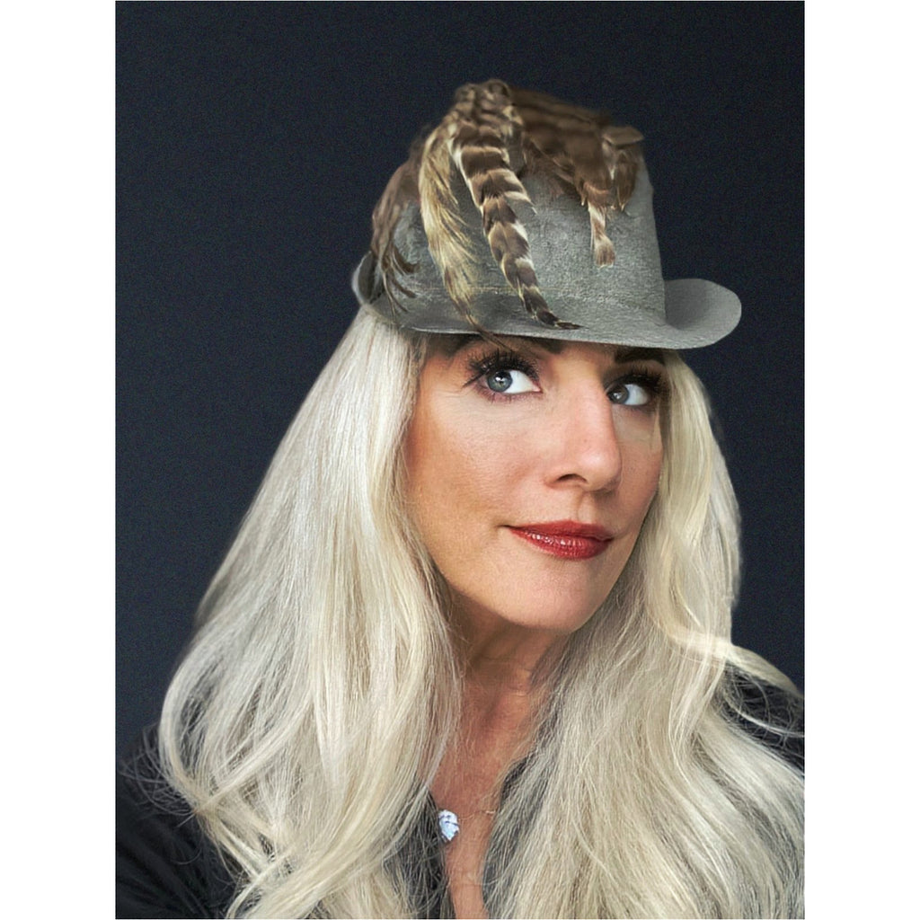 Vintage 1930s Knox Cloche Hat Bird Head Pheasant Feathers Gray Felt XS Sherlock The Best Vintage Clothing