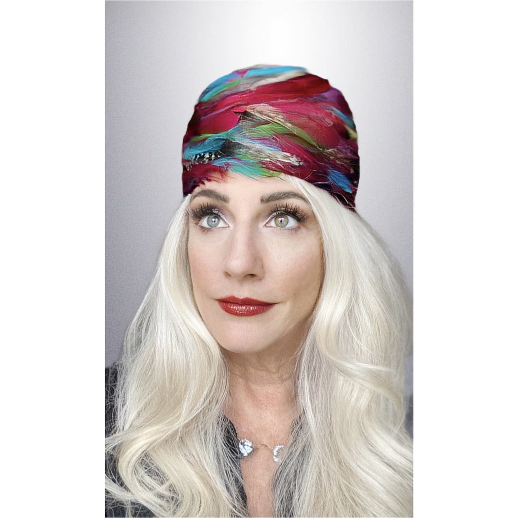 VTG 1950s Pheasant Feather Cloche Red Turquoise Green Church Stunning Large The Best Vintage Clothing