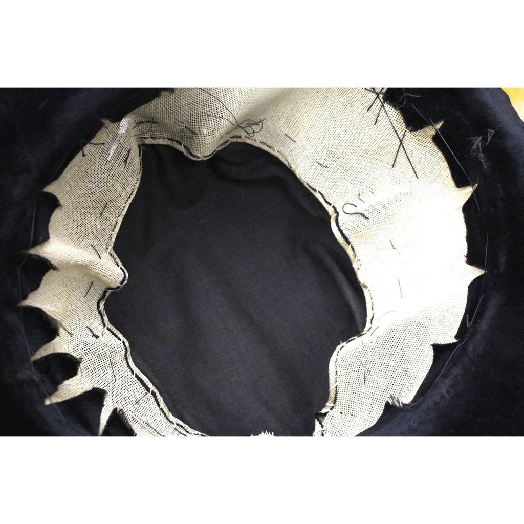 Antique Womens Hat Large Brimmed Cloche Early 1920s 1910s Black Velvet Feathers Carnival Beads Ornaments The Best Vintage Clothing