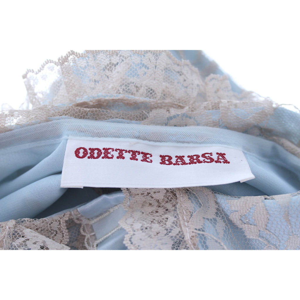 Odette Barsa Vintage Nylon Lingerie Nightgown Robe Set Lace Peignoir Negligee Blue L NWT 1960s peignoir The Best Vintage Clothing