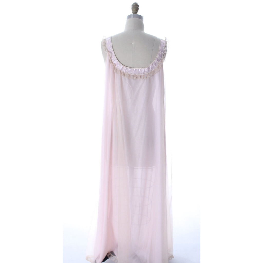Odette Barsa Vintage Nylon Lingerie Nightgown Robe Set Womens Lace Peignoir Negligee Pink L NWT 1960 peignoir The Best Vintage Clothing