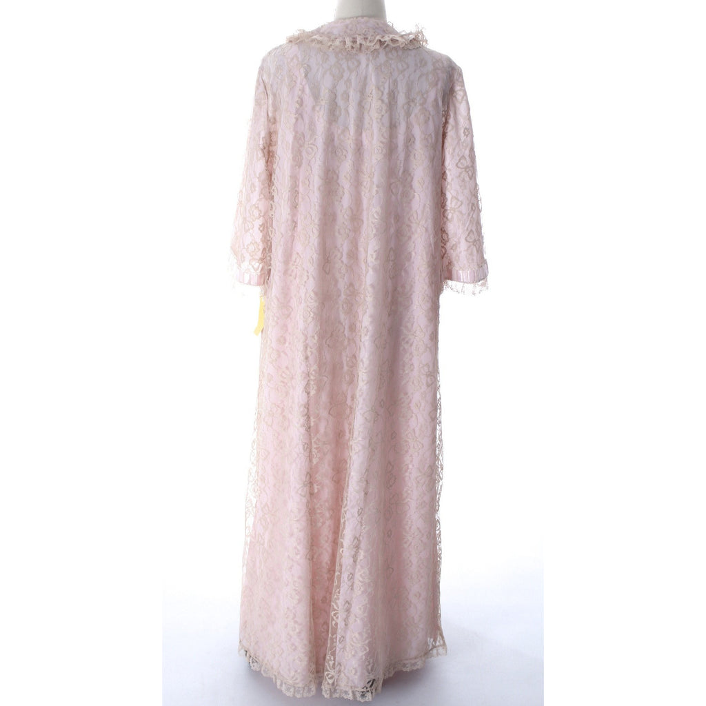 Odette Barsa Vintage Nylon Lingerie Nightgown Robe Set Womens Lace Peignoir Negligee Pink L NWT 1960 peignoir The Best Vintage Clothing