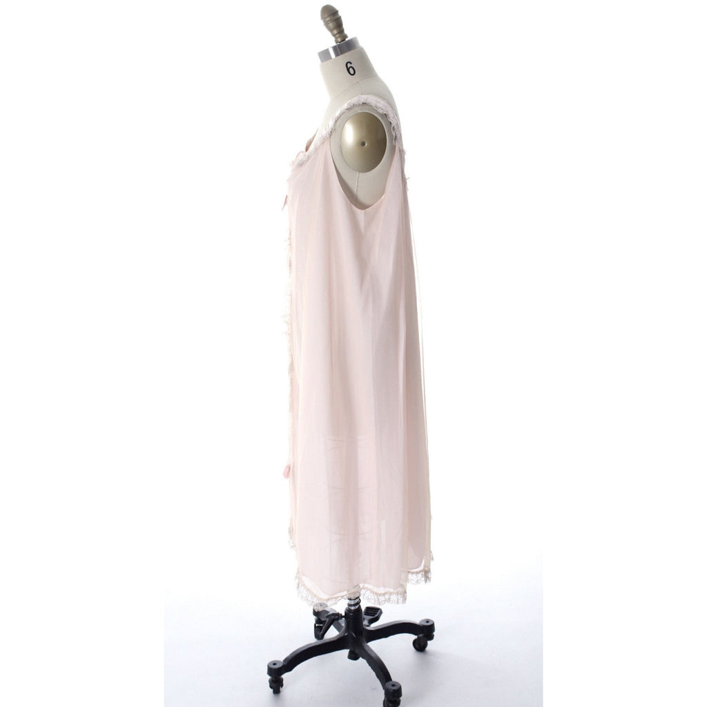 Odette Barsa Vintage Nylon Lingerie Nightgown Robe Set Womens Lace Peignoir Negligee Pink L NWT 1960 peignoir The Best Vintage Clothing