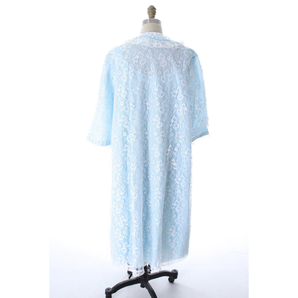 Matej for Odette Barsa Vintage Nylon Lingerie Nightgown Robe Lace Blue L NWOT 1960s The Best Vintage Clothing