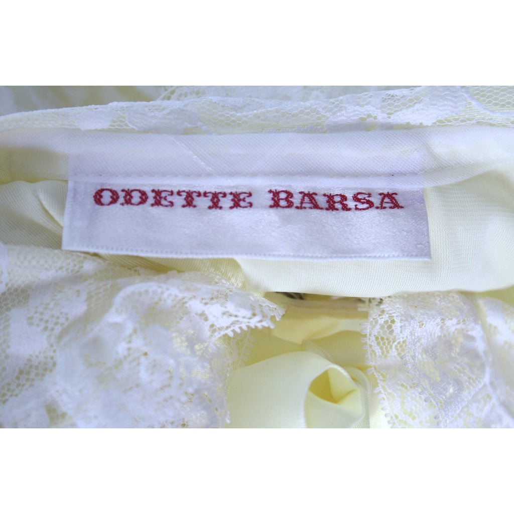 Odette Barsa Vintage Nylon Lingerie Nightgown Robe Set Lace Peignoir Negligee Yellow L NWT 1960s The Best Vintage Clothing