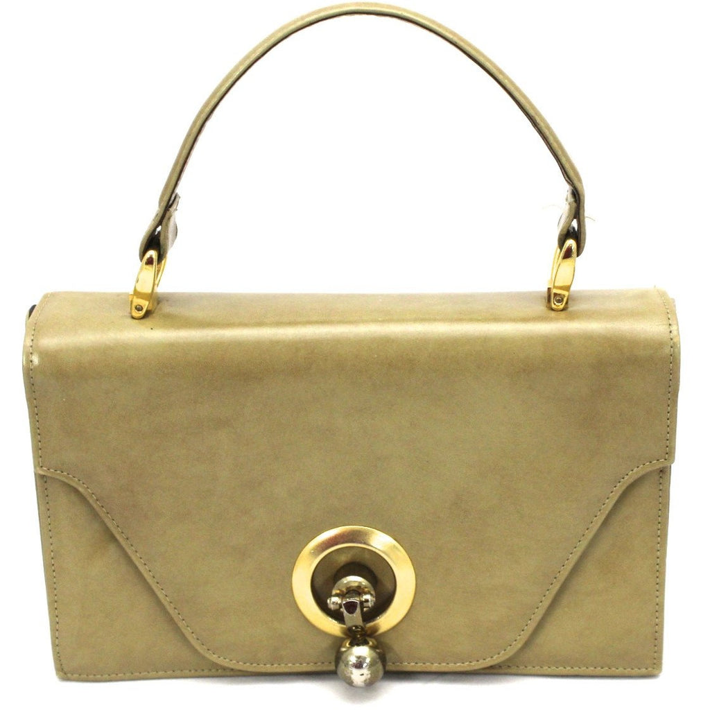 Rare Vintage 1960s Rosina Ferragamo Schiavone Handbag Cool Knob Clasp Camel Tones Leather purses The Best Vintage Clothing