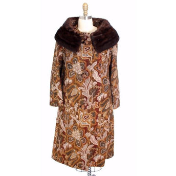 VTG NWT 1960s Golet Tapestry Womens Coat Classic Fit Natural Mink Collar Browns S Up To 14 - The Best Vintage Clothing
 - 1