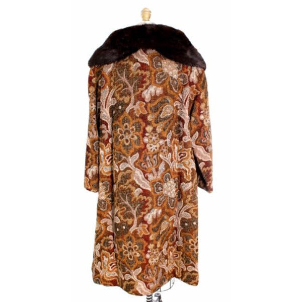 VTG NWT 1960-70s Golet Tapestry Womens Coat Classic Fit Natural Mink Collar Browns S Up To 14 coats The Best Vintage Clothing