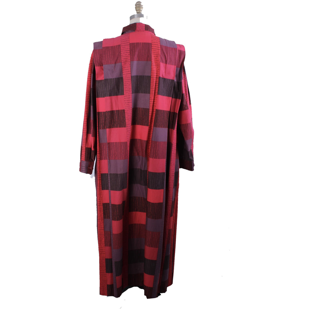 Vintage Marimekko 1980s Cotton Plaid Shirt Tent Maxi Dress Red & Purple 40/12 M/L marimekko The Best Vintage Clothing