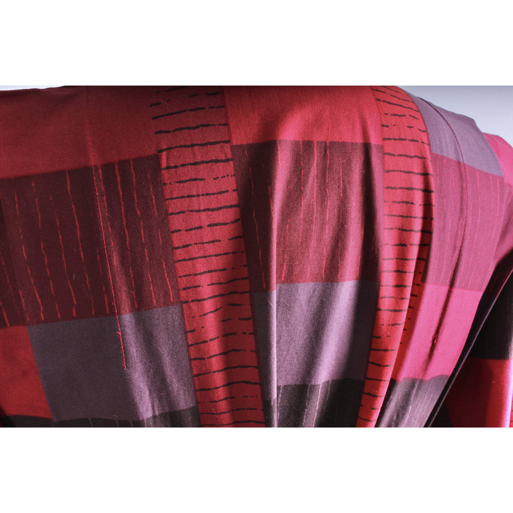 Vintage Marimekko 1980s Cotton Plaid Shirt Tent Maxi Dress Red & Purple 40/12 M/L marimekko The Best Vintage Clothing