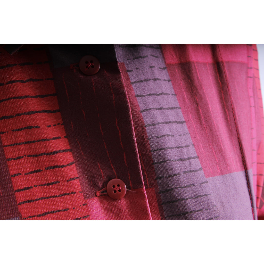 Vintage Marimekko 1980s Cotton Plaid Shirt Tent Maxi Dress Red & Purple 40/12 M/L marimekko The Best Vintage Clothing