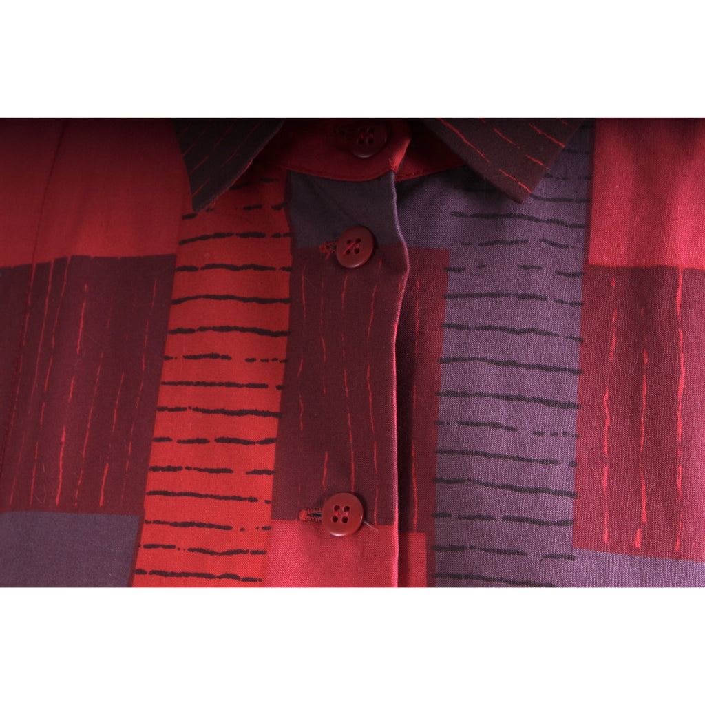 Vintage Marimekko 1980s Cotton Plaid Shirt Tent Maxi Dress Red & Purple 40/12 M/L marimekko The Best Vintage Clothing