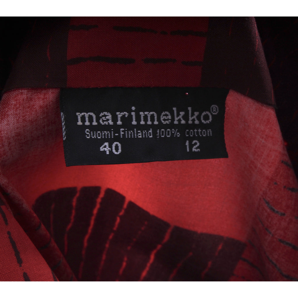 Vintage Marimekko 1980s Cotton Plaid Shirt Tent Maxi Dress Red & Purple 40/12 M/L marimekko The Best Vintage Clothing