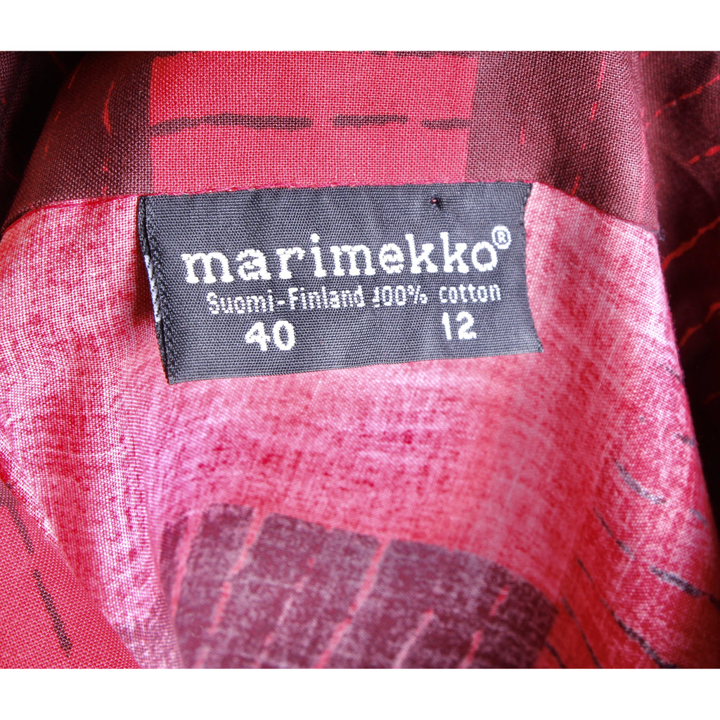Vintage Marimekko 1980s Cotton Plaid Shirt Tent Maxi Dress Red & Purple 40/12 M/L marimekko The Best Vintage Clothing