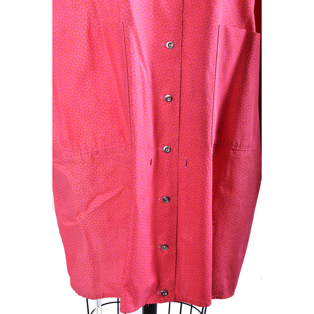 Vintage Marimekko Cotton Blouse Tunic Blouson Pink Orange Dot Print 1970s Womens S marimekko The Best Vintage Clothing