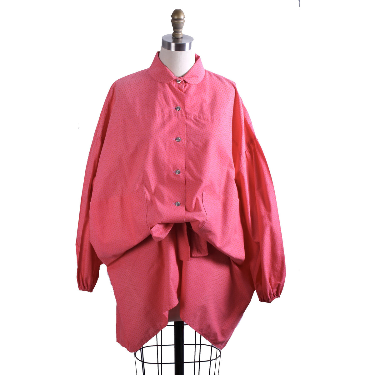 Vintage Marimekko Cotton Blouse Tunic Blouson Pink Orange Dot Print 19 ...