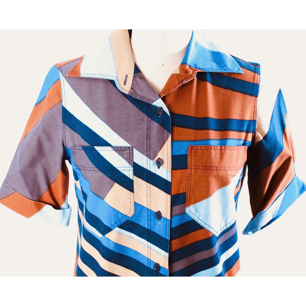 1960s VTG Marimekko Finnish Designer Shirt Colorful Abstract Sz 38/10 S/M marimekko The Best Vintage Clothing