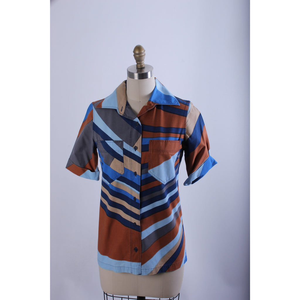 1960s VTG Marimekko Finnish Designer Shirt Colorful Abstract Sz 38/10 S/M marimekko The Best Vintage Clothing