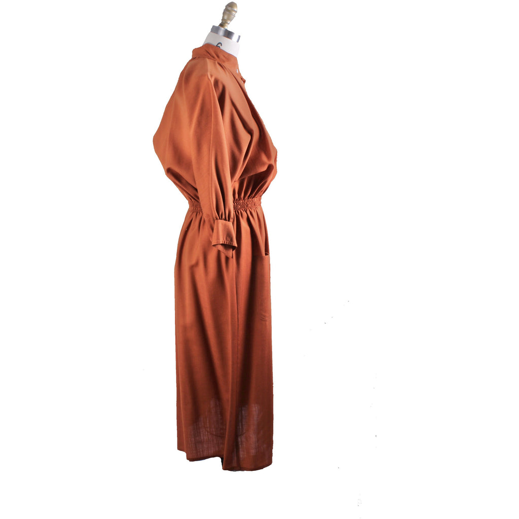 Vintage 1970s Vuokko Designer Cinnamon Wool Voile Shirt Dress Coat M marimekko The Best Vintage Clothing