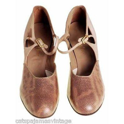 Vintage Shoes Tan/Snakeskin Leather Heel 1920s WALK OVER NIB EU 36 US 6 N - The Best Vintage Clothing
 - 1