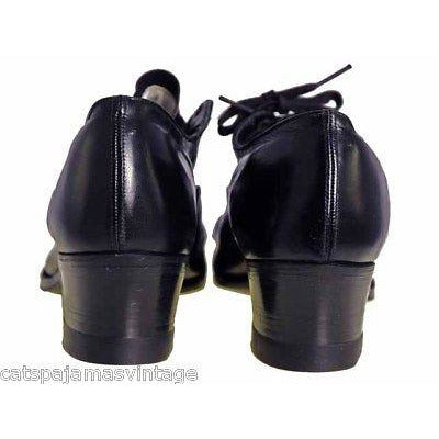 VINTAGE Oxfords Shoes Black Leather Cap Toe Walk Over 1920s NIB Size EU35 US5 Shoes,Women's,On Sale Walk Over