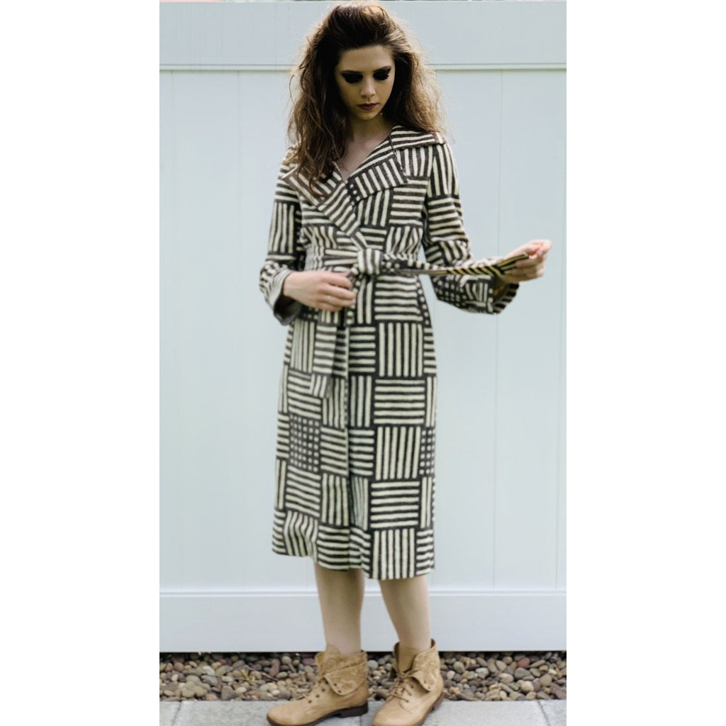 Vintage Marimekko Corduroy Womens M Wrap Coat RARE NWT 1975 Geometric Design marimekko The Best Vintage Clothing