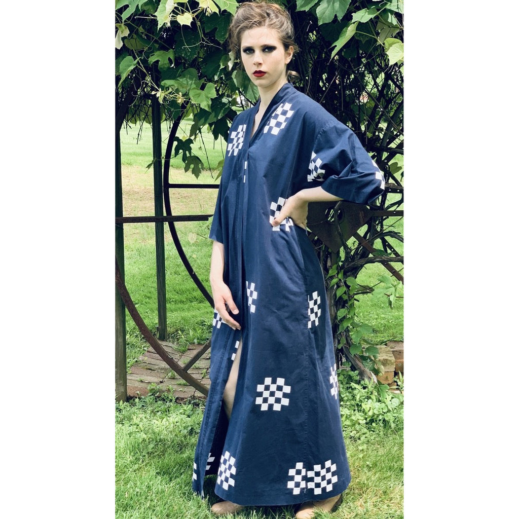 VTG Marimekko ”Pivo” by Katsuji Wakisaka 1975 BLACK/ White Cotton Kaftan Maxi S marimekko The Best Vintage Clothing