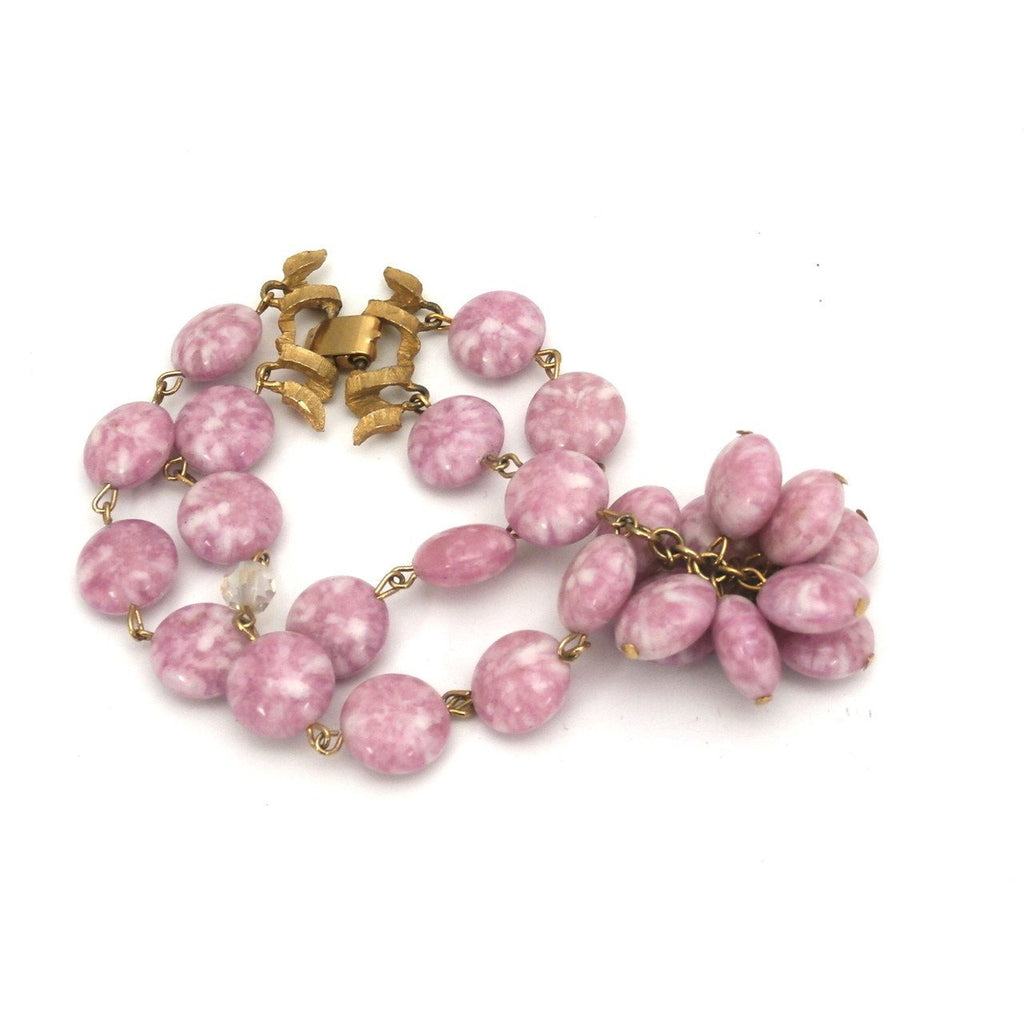 Vintage Kramer 4 Strand Demi Parure Cool Pink & Gold 1950s Lovely Jewelry,New Arrivals Kramer