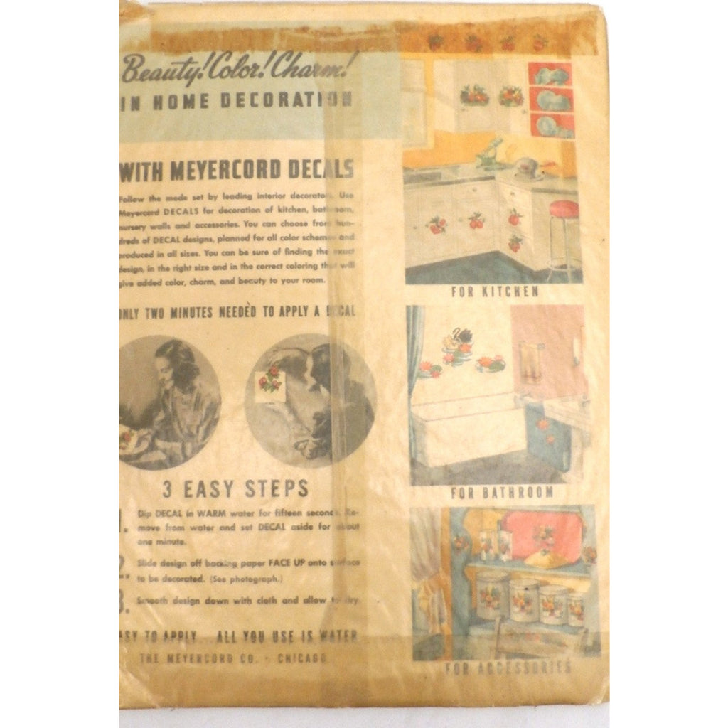 Vintage Kitchen Apt Decals Unused Cherries Apples So Kitschy! 1940s Collectibles,On Sale The Best Vintage Clothing