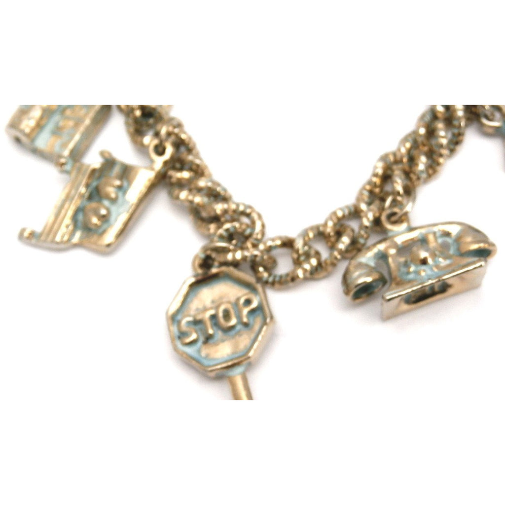 Vintage Charm Bracelet 1950s Stop Light Phone Hearts Jewelry The Best Vintage Clothing