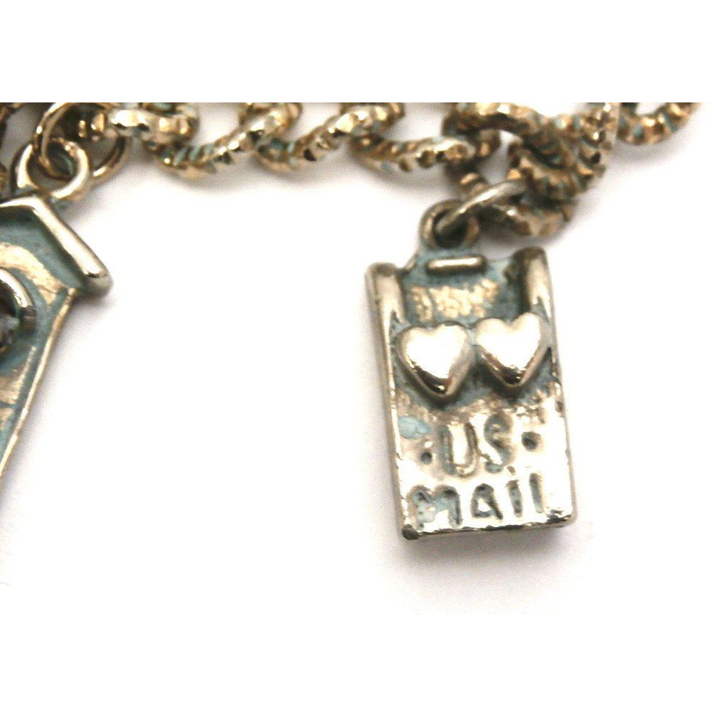 Vintage Charm Bracelet 1950s Stop Light Phone Hearts Jewelry The Best Vintage Clothing