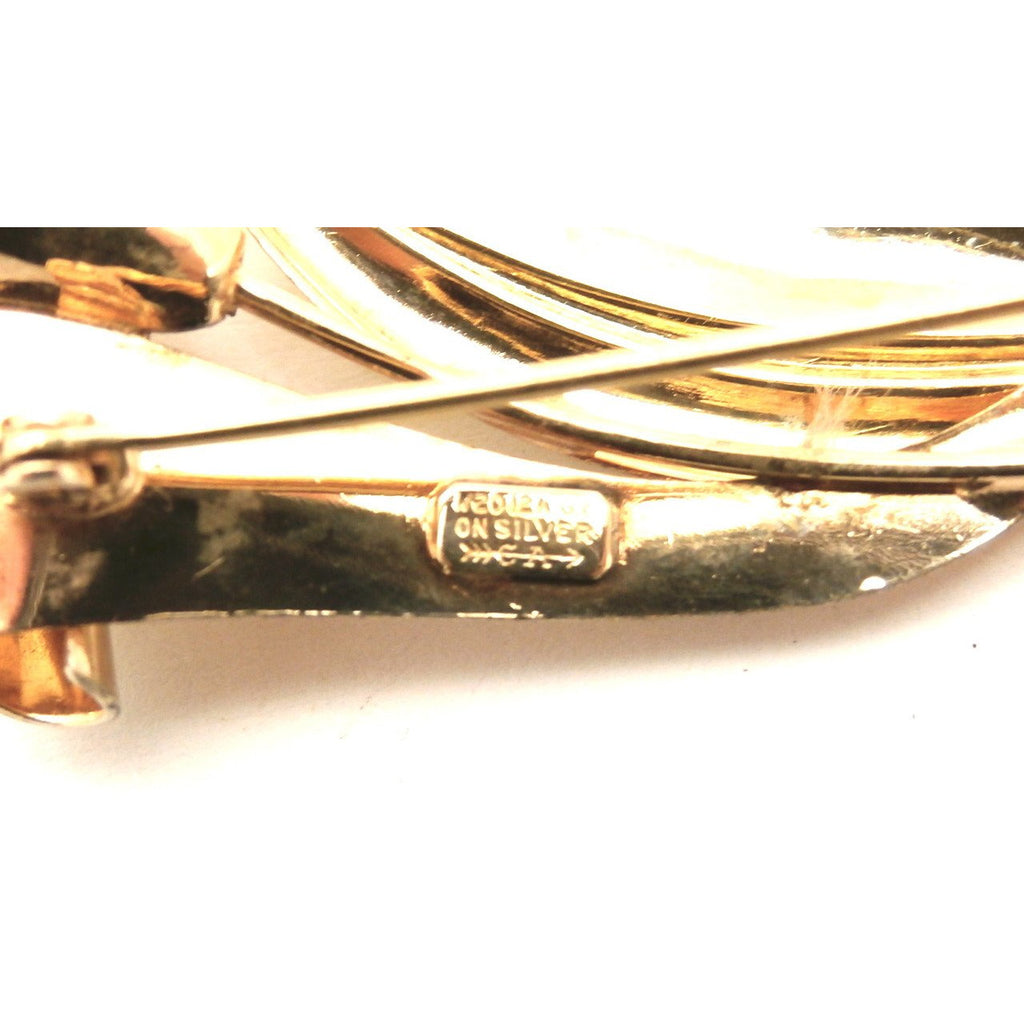 Vintage LARGE Cal-Art Brooch Sterling & 1/20th 12K GF 1940s 3" Jewelry Cal-ARt