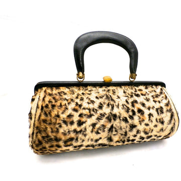 Vintage Fab Leopard Print Barrel Bag Purse 1950S Faux Cat Fur Handbags The Best Vintage Clothing