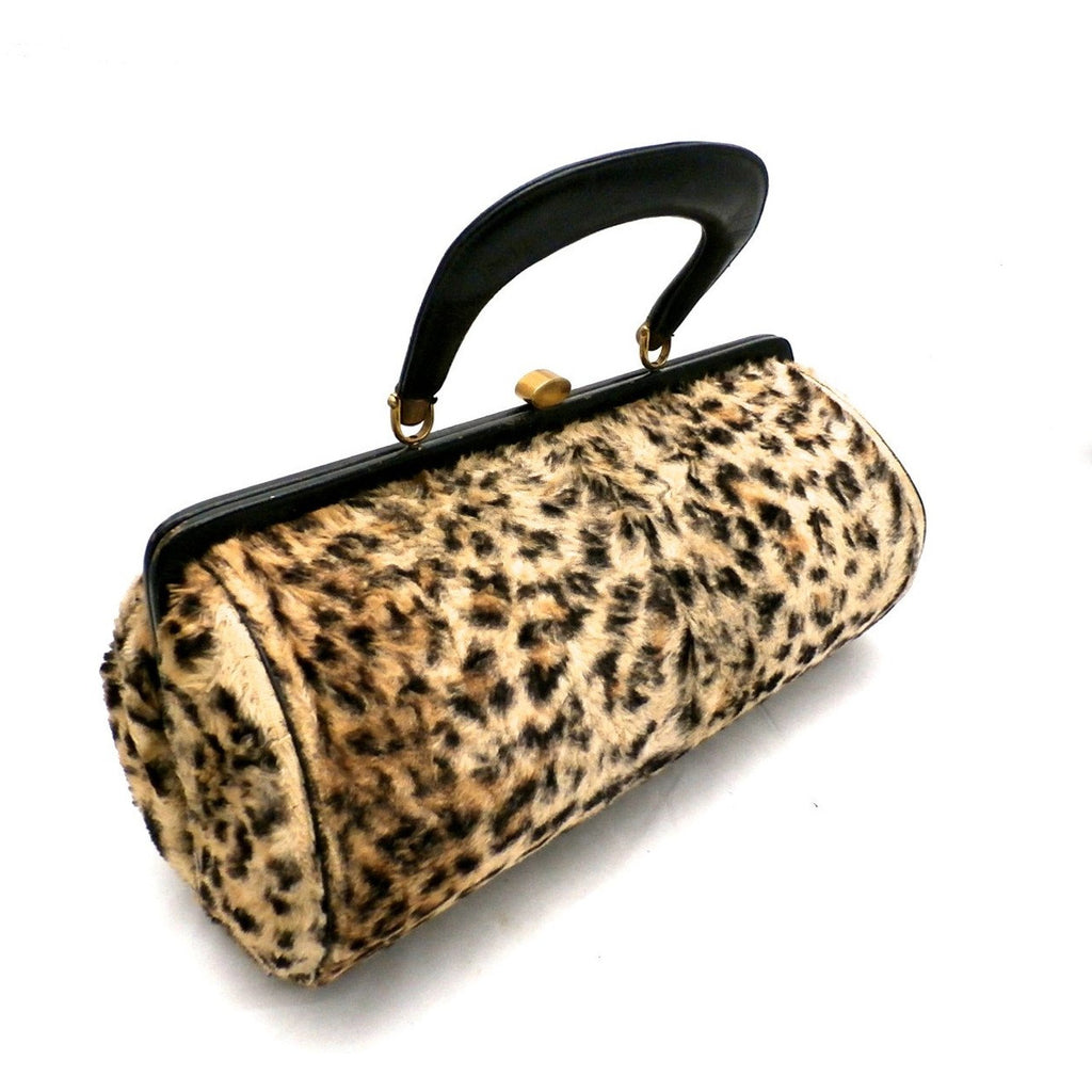 Vintage Fab Leopard Print Barrel Bag Purse 1950S Faux Cat Fur Handbags The Best Vintage Clothing