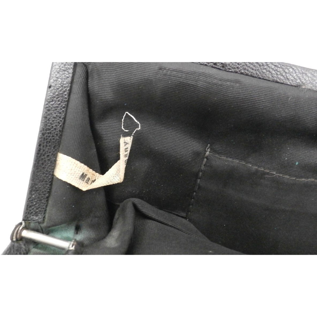 Vintage Black Leather Clutch Purse w/ Huge Ball Clasp Art Deco 1920s Handbags,New Arrivals The Best Vintage Clothing