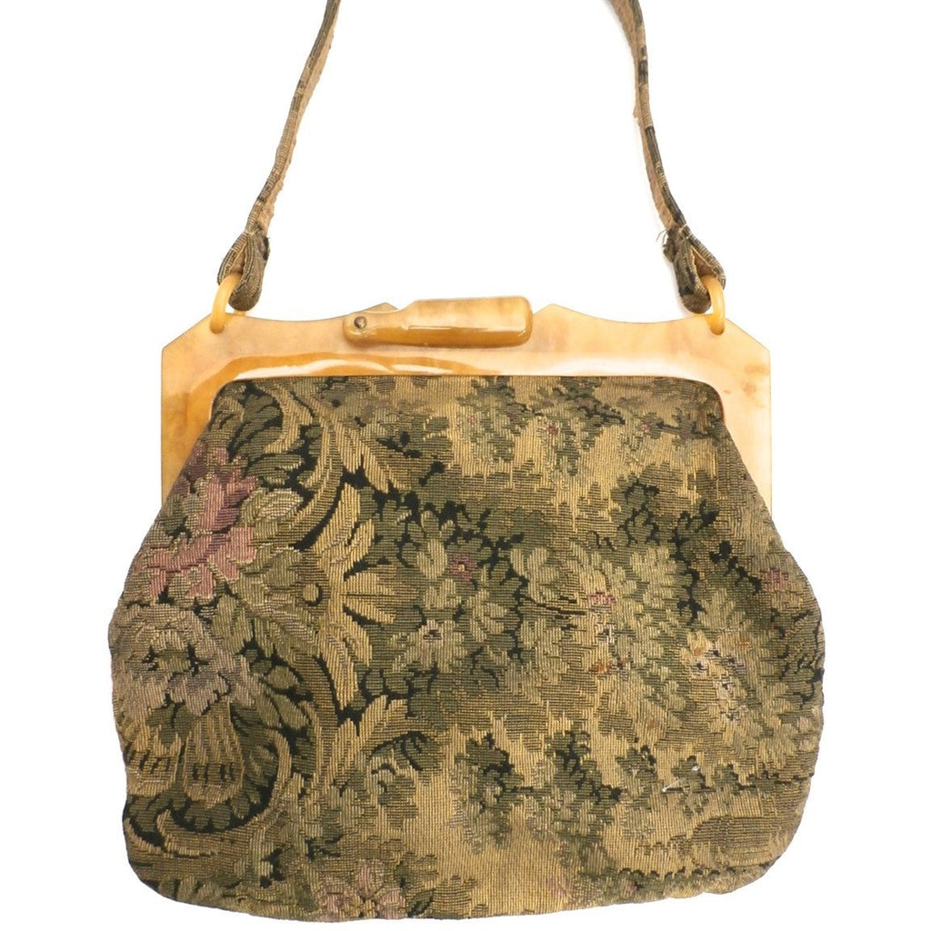 Vintage Ladies Purse Tapestry & Celluloid Frame 1920s Handbags,Women's The Best Vintage Clothing