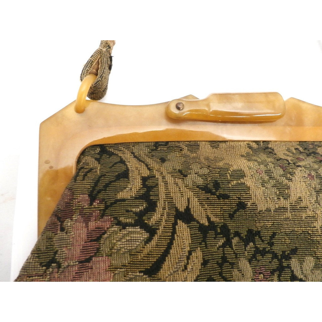 Vintage Ladies Purse Tapestry & Celluloid Frame 1920s Handbags,Women's The Best Vintage Clothing