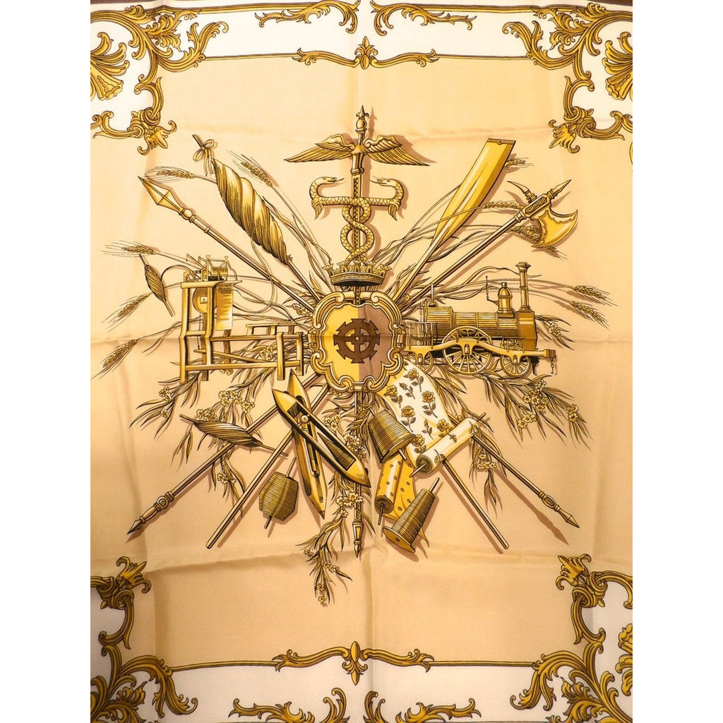 Vintage Silk Scarf Engineering Theme 1950S S.A.C.M. Mulhouse Accessories The Best Vintage Clothing