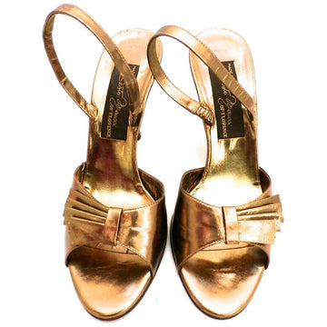 Vintage Womens Shoes Bronze Metallic Slingback Heel Sesto Meucci 6.5 - The Best Vintage Clothing
 - 1