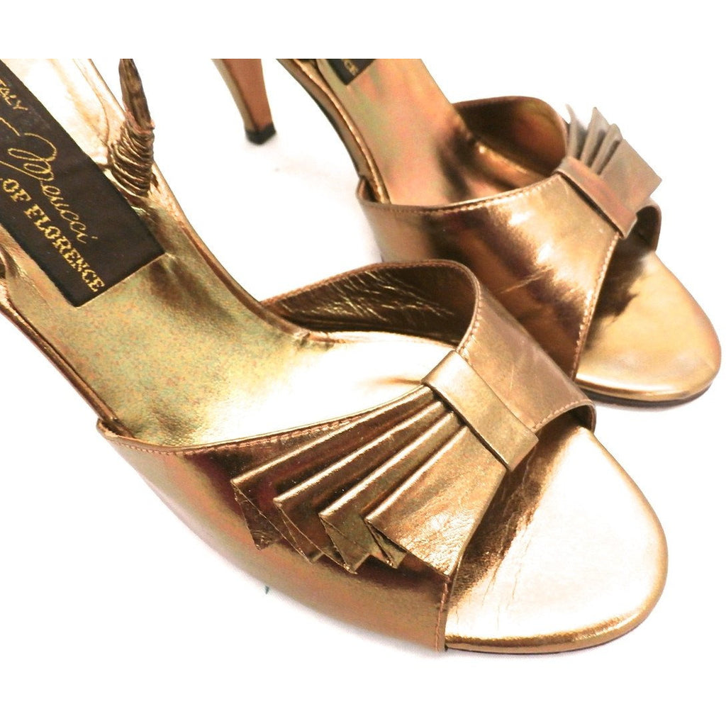 Vintage Womens Shoes Bronze Metallic Slingback Heel Sesto Meucci 6.5 Shoes The Best Vintage Clothing