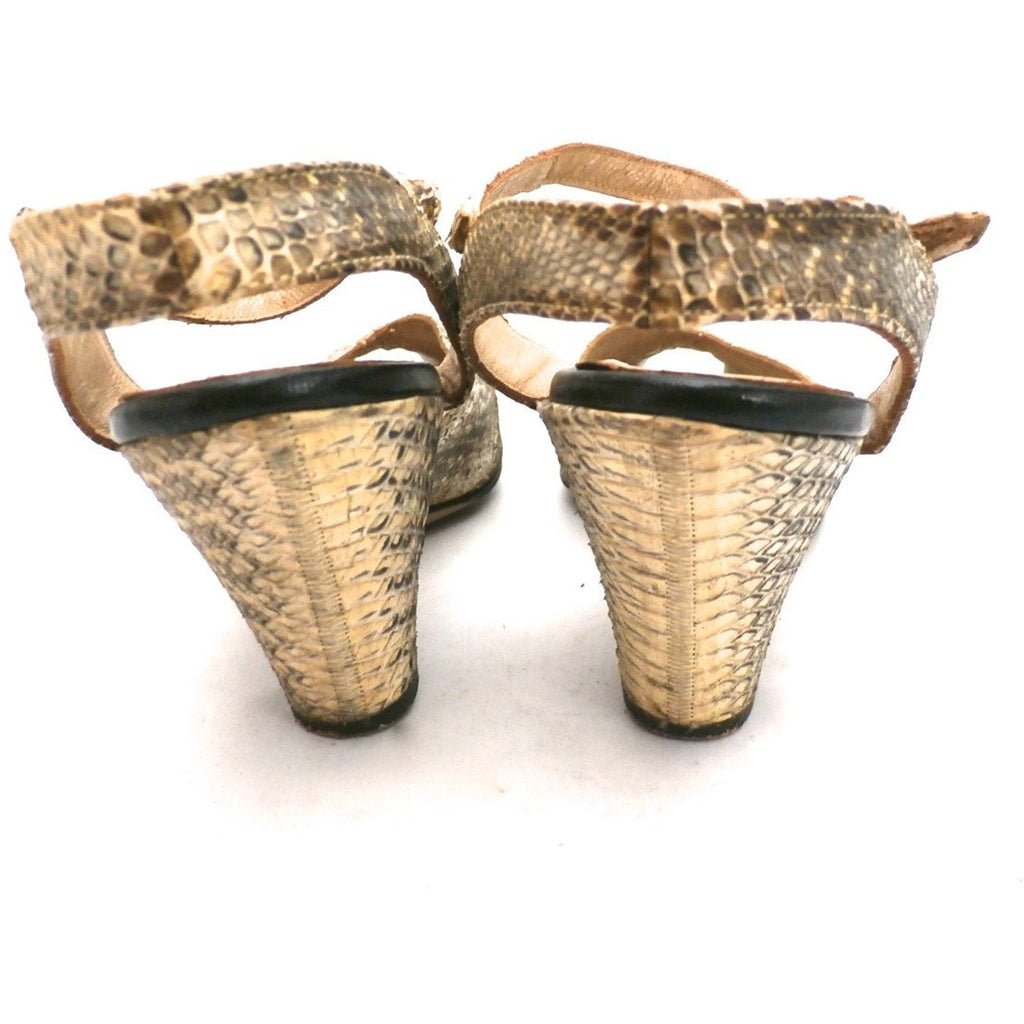 VTG Shoes High-Heel Peep Toe Sandals Klevan Bros Lizard Size Womens 6 M 1940S Shoes The Best Vintage Clothing