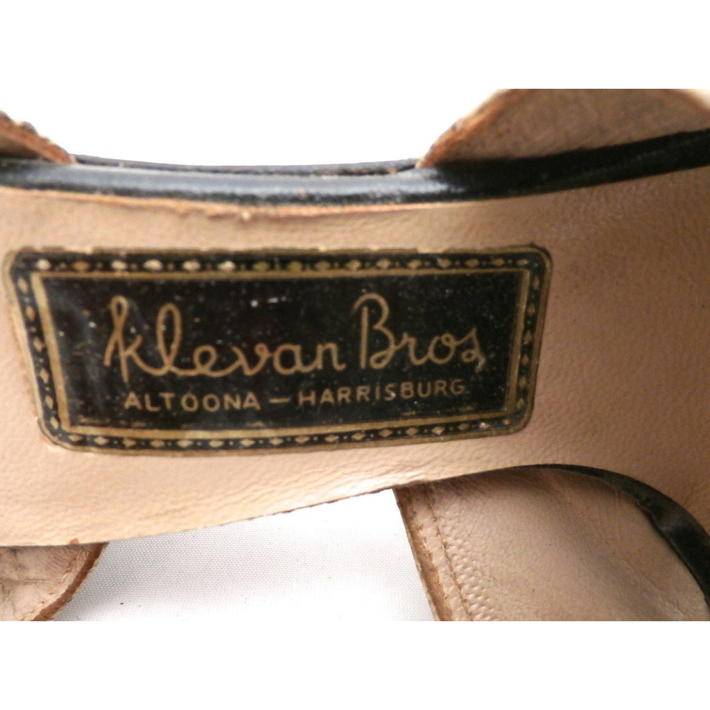 VTG Shoes High-Heel Peep Toe Sandals Klevan Bros Lizard Size Womens 6 M 1940S Shoes The Best Vintage Clothing