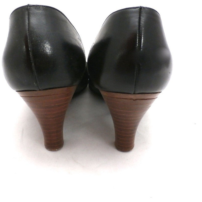 Vintage Shoes Stiletto Heel Pump Tiny Ackerman Black Leather 1950S Womens 7.5 Shoes,On Sale Tiny Ackerman