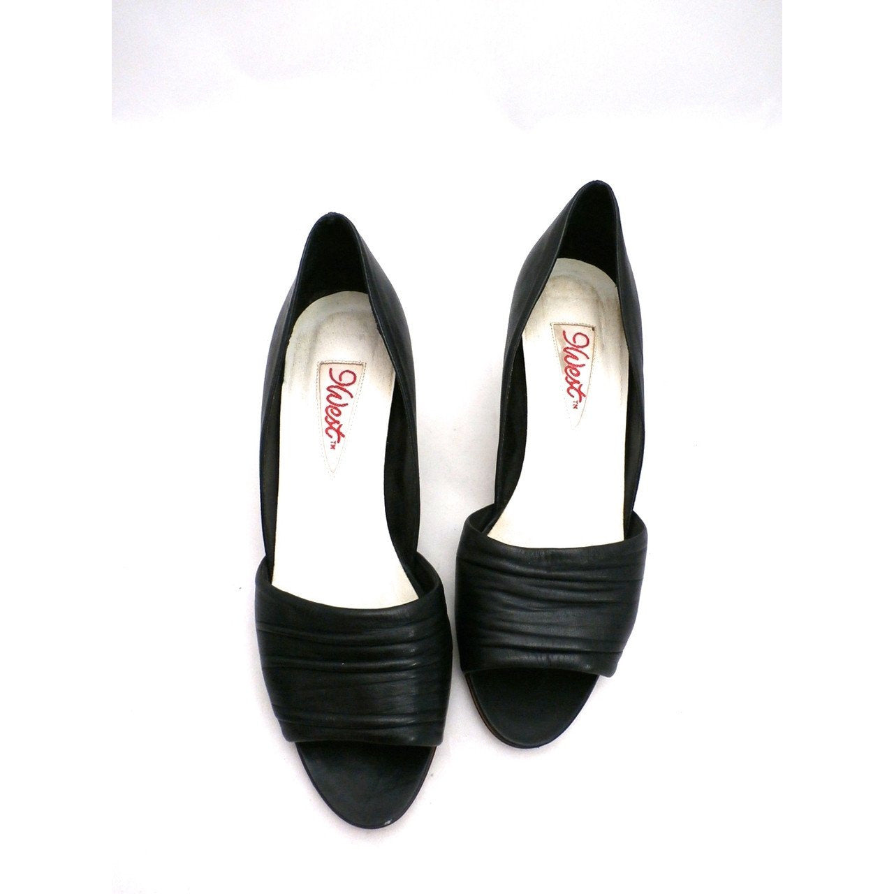 Vintage Womens Shoes 9 West Black Peep-Toe Pump Brazil 7.5 M 1980S On Sale,Shoes The Best Vintage Clothing